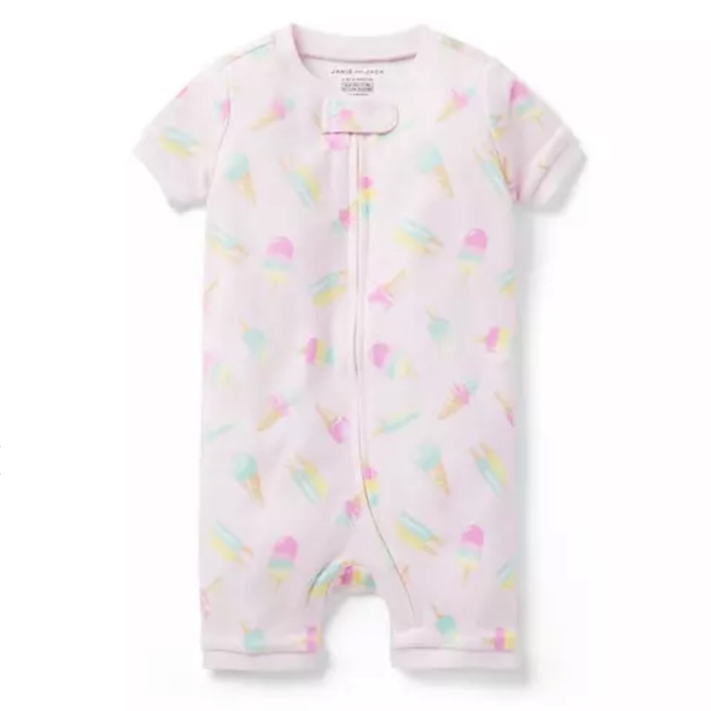 Janie and Jack Baby Good Night Short Zip Pajama In Ice Cream Dreams.